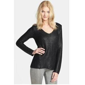 Line Chrome Knitwear "The After‎ Party Metallic Sweater" Black X-Small MSRP $68